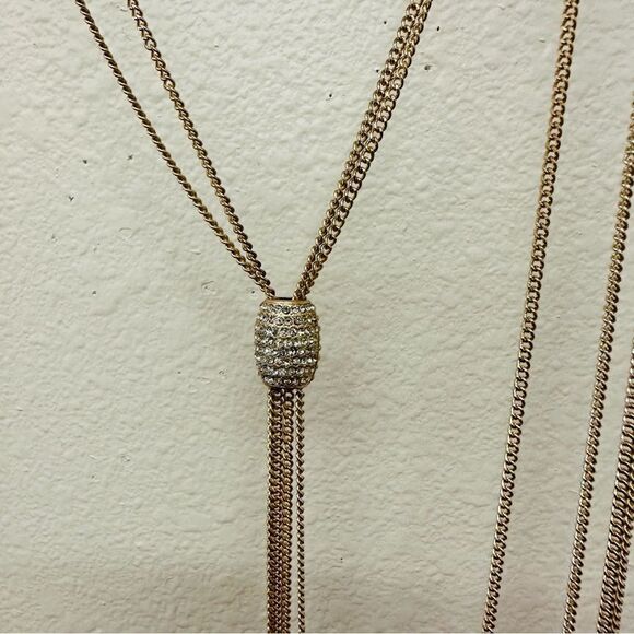 Gold Multi Chain Crystal Ball Necklace - Picture 2 of 3